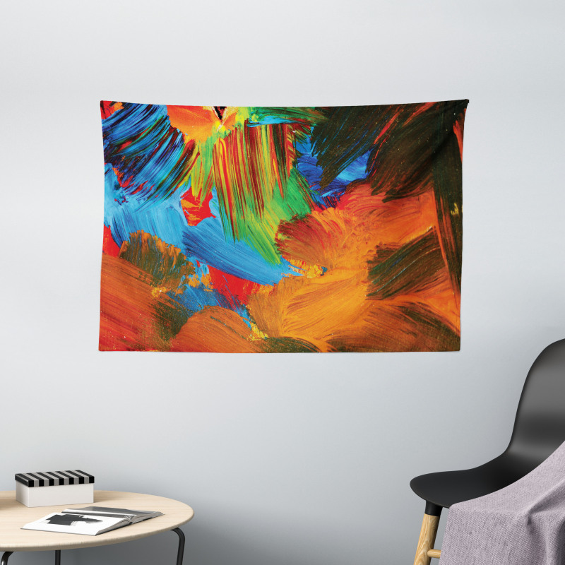 Watercolor Brush Strokes Wide Tapestry