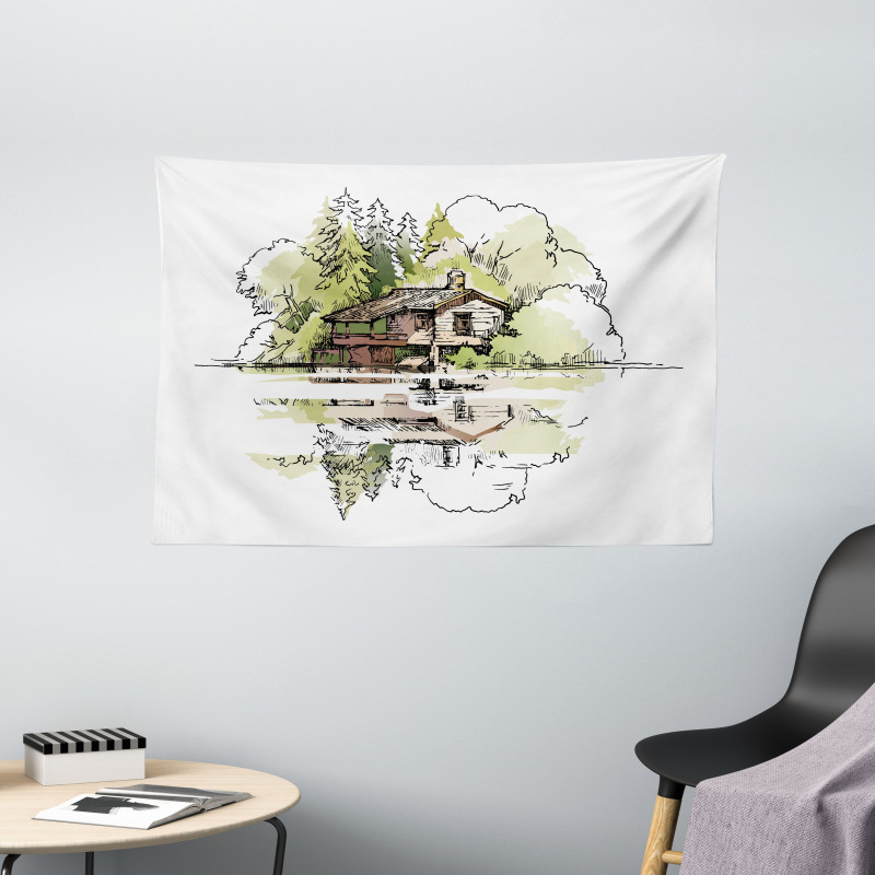 Lake House in the Forest Wide Tapestry