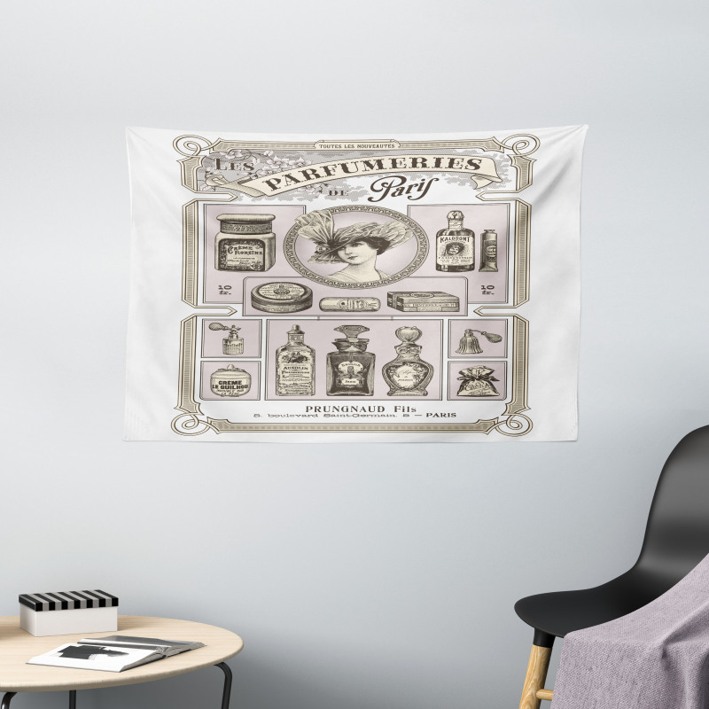 Retro Style Perfumeries Wide Tapestry