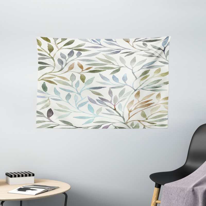 Watercolor Floral Pattern Wide Tapestry