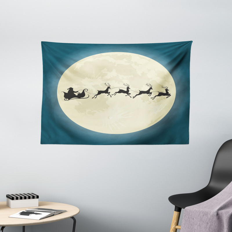 Santa Claus Silhouette Wide Tapestry