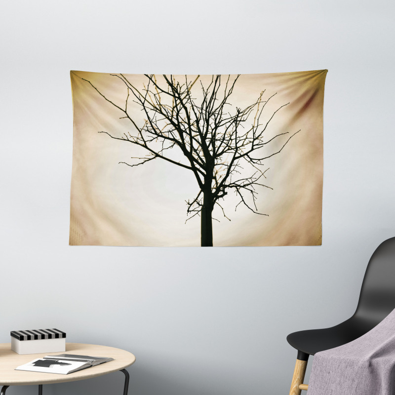 Barren Tree on Ombre Wide Tapestry