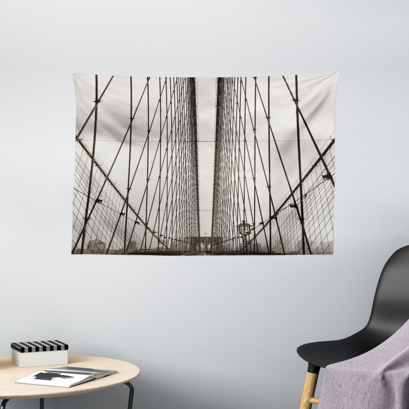 Brooklyn Bridge Cables Wide Tapestry