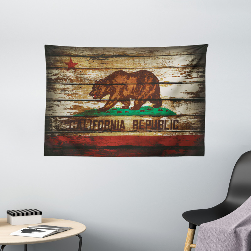 California Flag Rustic Boards Wide Tapestry