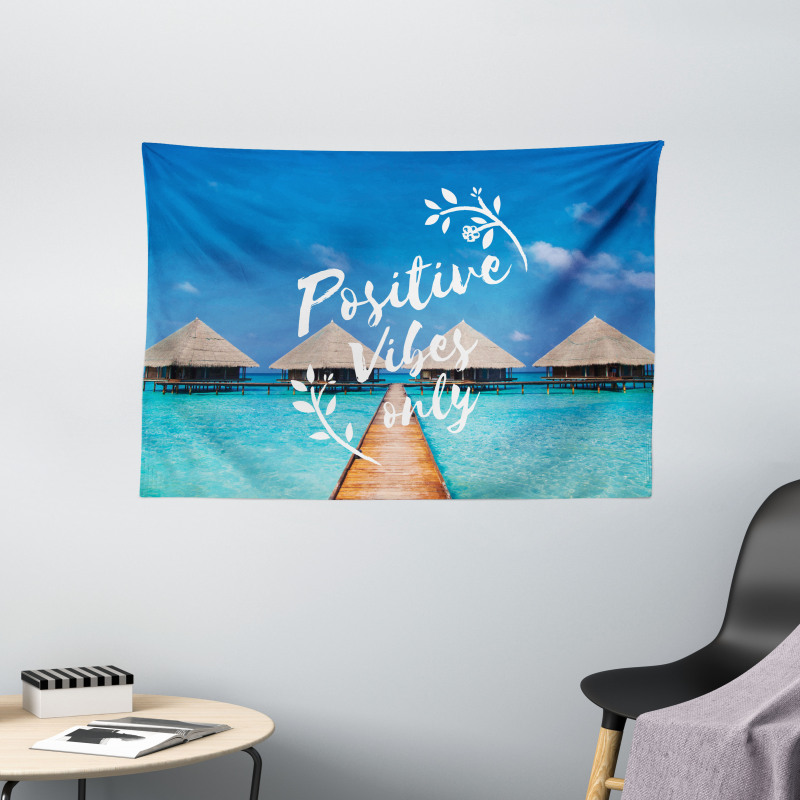 Positive Vibes Only Message Wide Tapestry