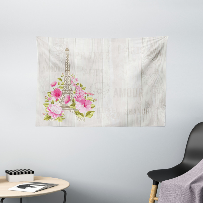 Spring Blossoming Flowers Wide Tapestry