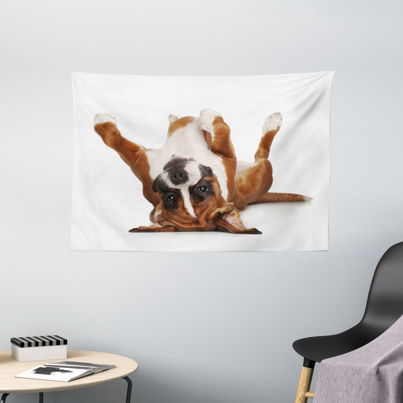 Funny Playful Puppy Image Wide Tapestry