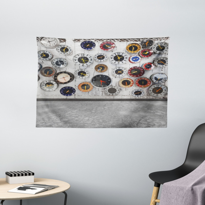 Several Wall Watches Photo Wide Tapestry