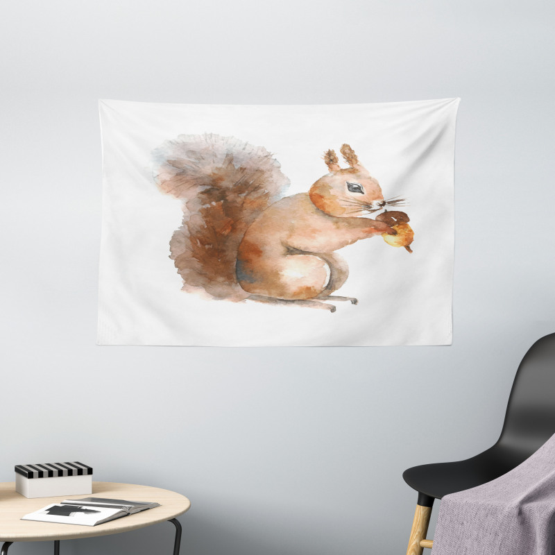 Watercolor Rodent Animal Wide Tapestry