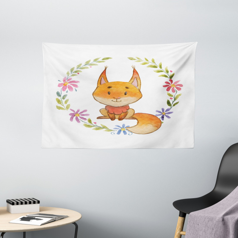 Forest Friend Floral Wide Tapestry