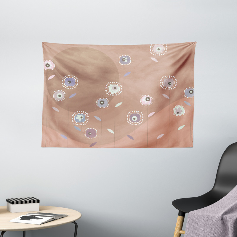 Funky Dandelion Flowers Wide Tapestry