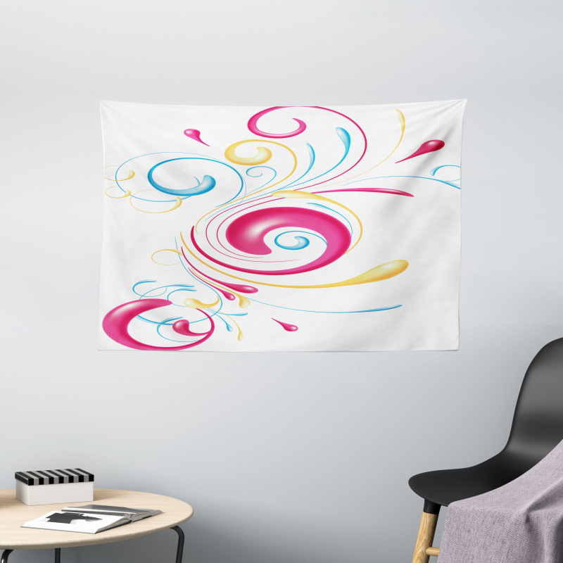 Ink Splattered Droplets Wide Tapestry