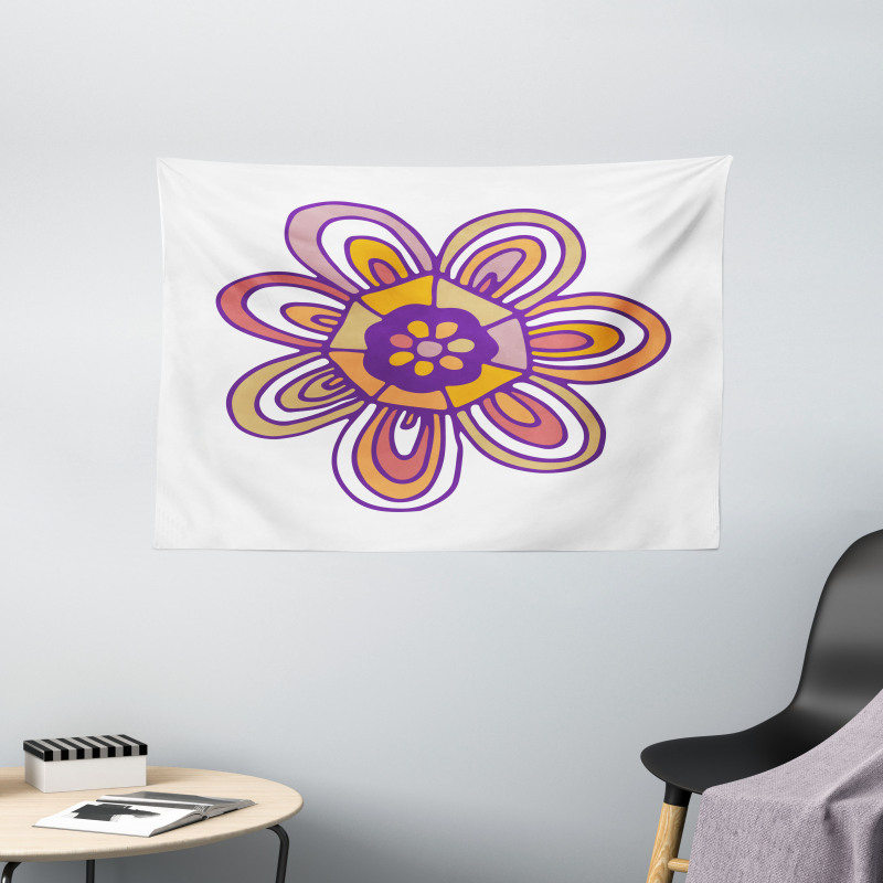 7 Petal Lonely Flower Wide Tapestry