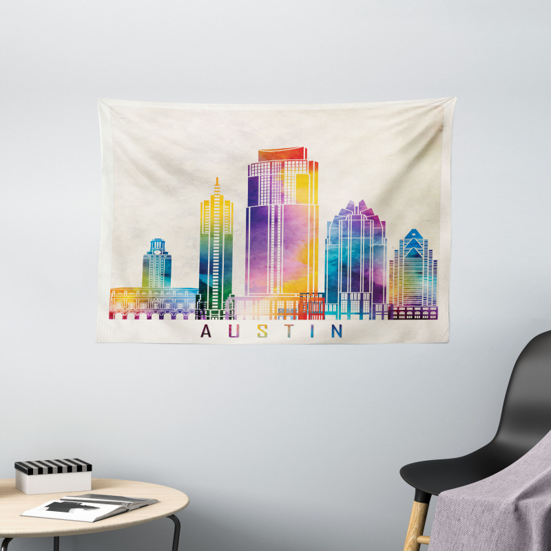 Outlined Monuments Skylines Wide Tapestry