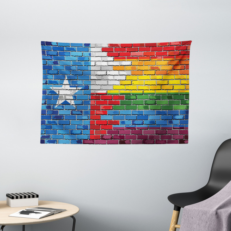 Brick Wall Grungy Texas Town Wide Tapestry