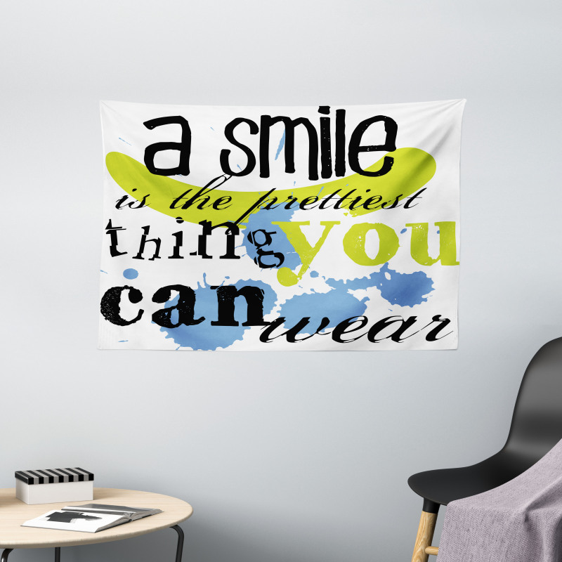 Uplifting Smile Happy Phrase Wide Tapestry