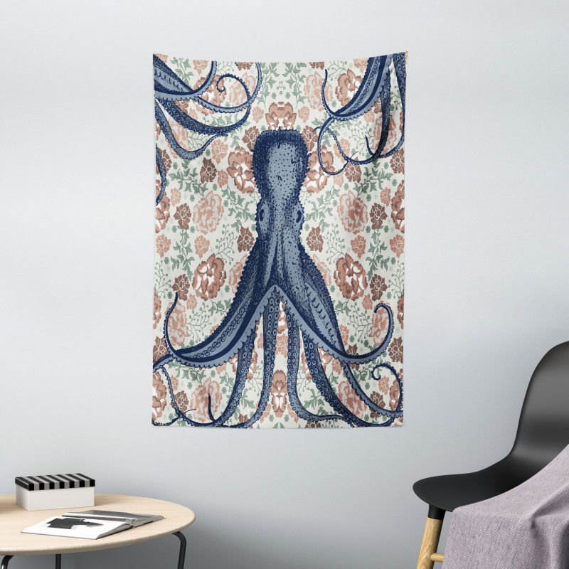 Animal on Retro Flowers Tapestry