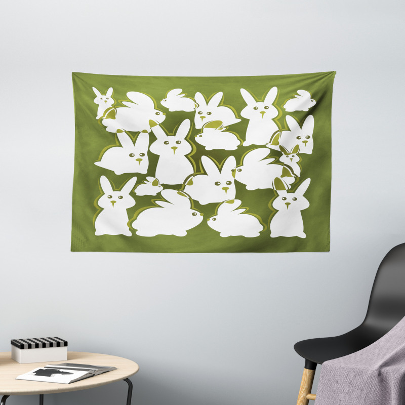 Funny Cartoon Easter Animal Wide Tapestry
