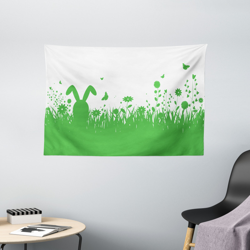 Green Spring Field Easter Wide Tapestry