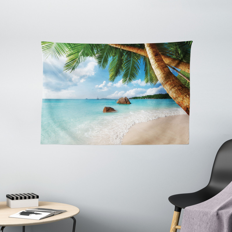 Exotic Palm Tree Ocean Wide Tapestry
