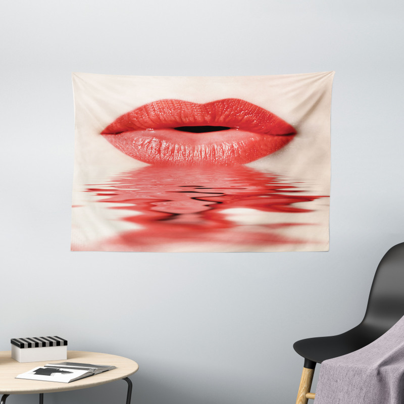 Female Blowing Kisses Wide Tapestry