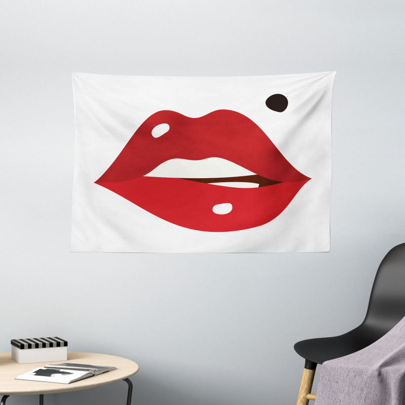 Minimalistic of Upper Lip Mole Wide Tapestry