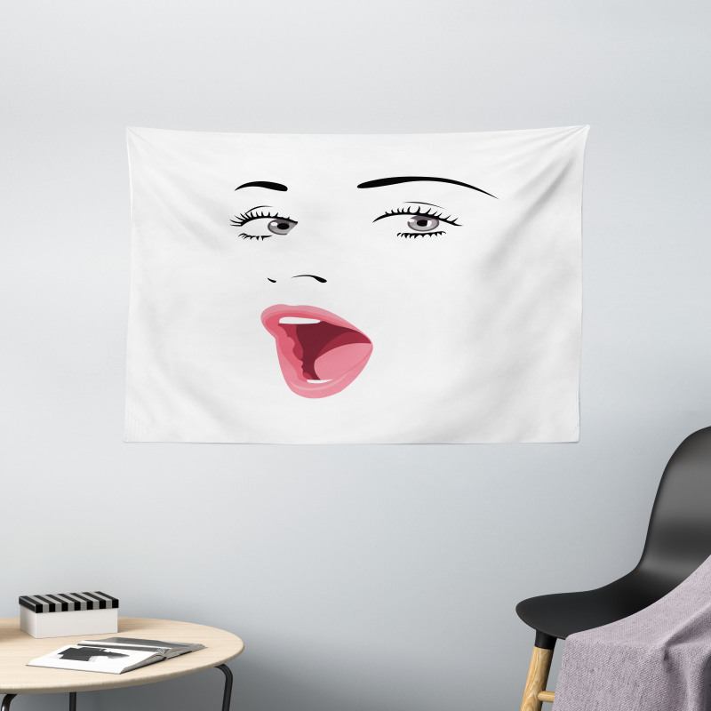 Surprised Facial Expression Wide Tapestry