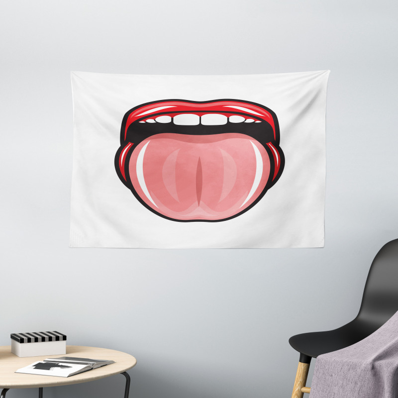 Open Mouth Tongue out Image Wide Tapestry