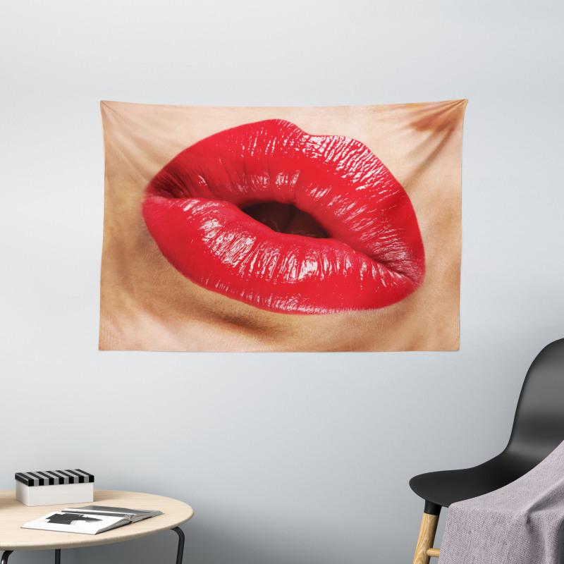 Juicy Lipstick Illustration Wide Tapestry