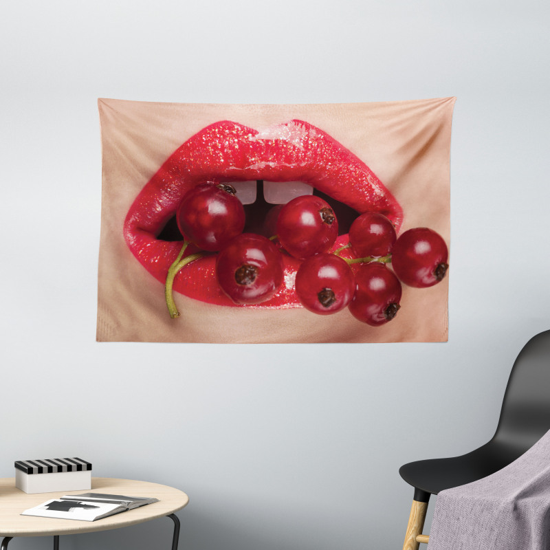 Red Current Berry Branch Image Wide Tapestry