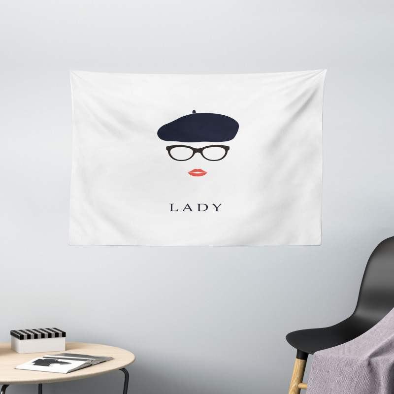 French Woman Wearing Glasses Wide Tapestry