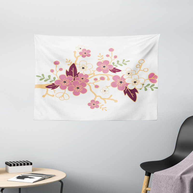 Japanese Garden Art Wide Tapestry