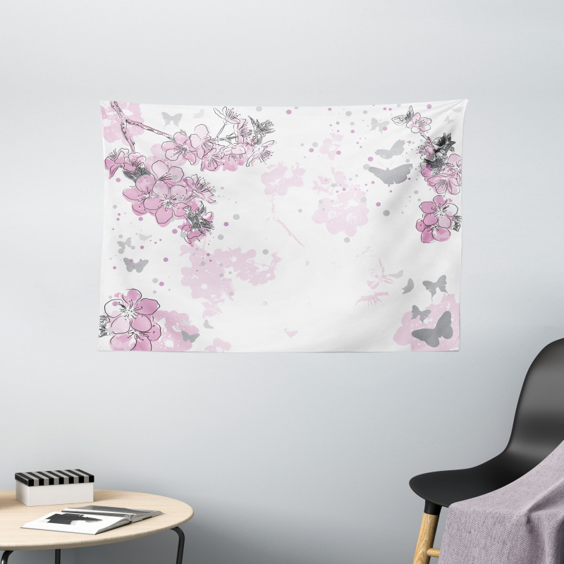 Spring Motif Outline Wide Tapestry