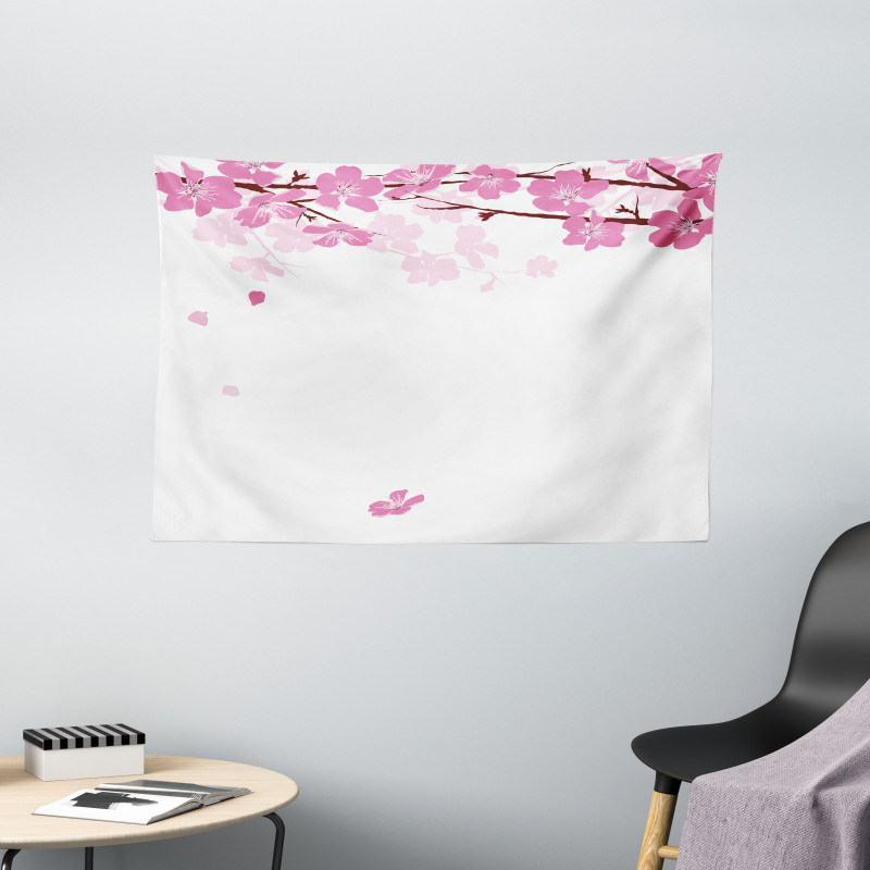 Falling Flower Motif Wide Tapestry