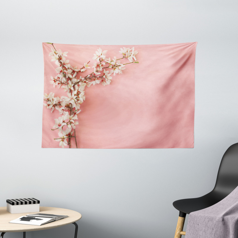 Tree on Pastel Pink Wide Tapestry