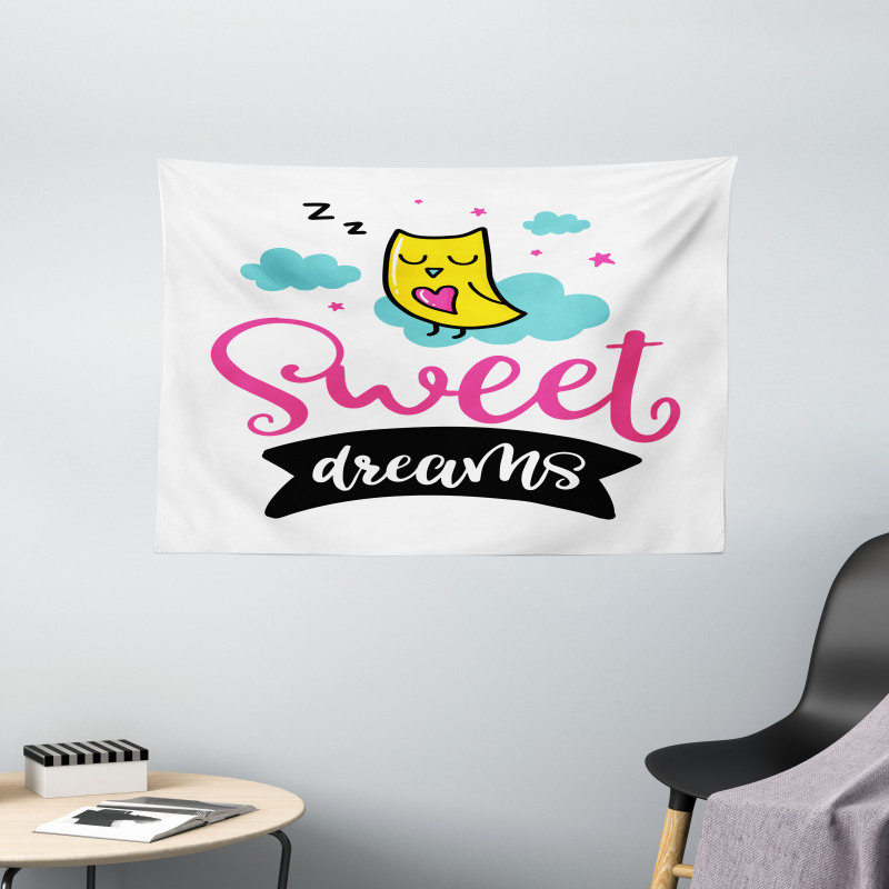 Nursery Sleppy Owl Design Wide Tapestry