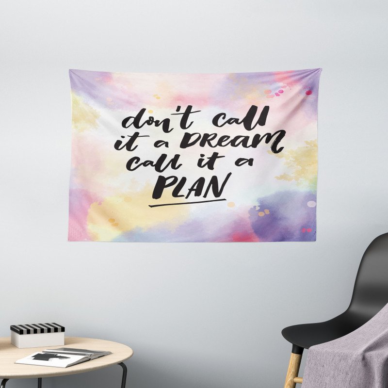 Hand-written Style Watercolor Wide Tapestry