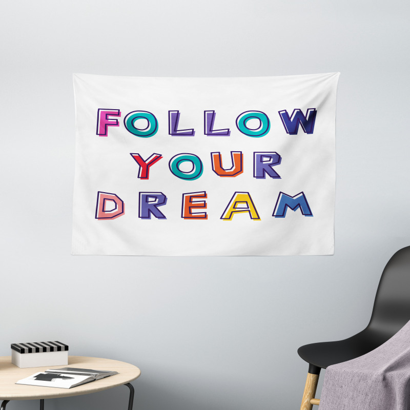 Motivational Phrase Rainbow Wide Tapestry