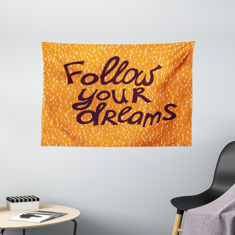 Warm Toned Motivation Design Wide Tapestry