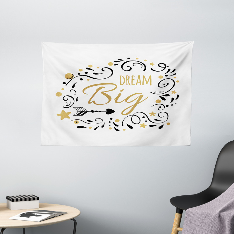 Swirls with Arrows and Dots Wide Tapestry