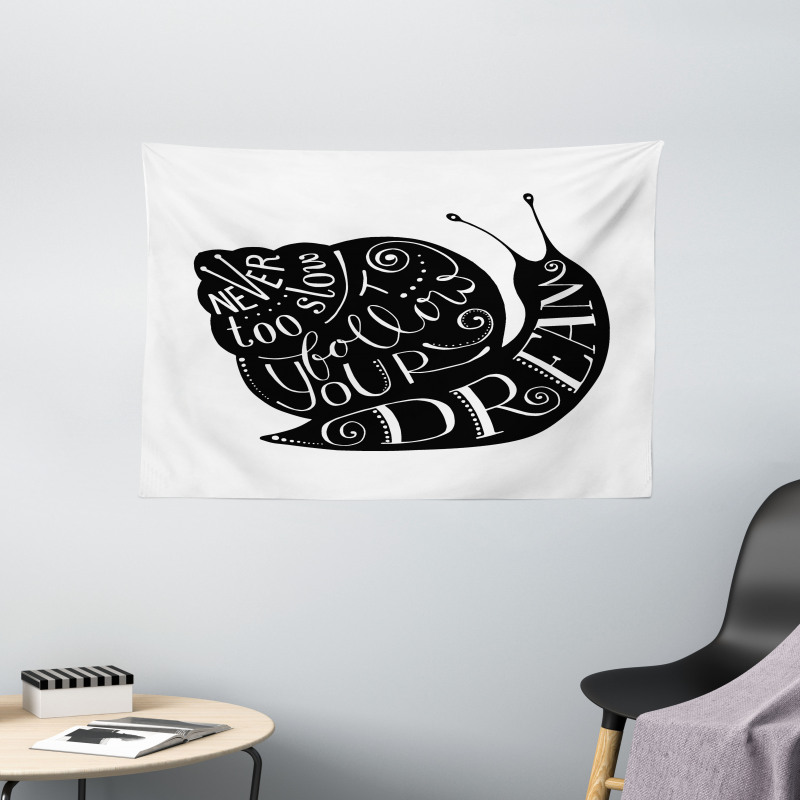 Abstract Snail Silhouette Wide Tapestry