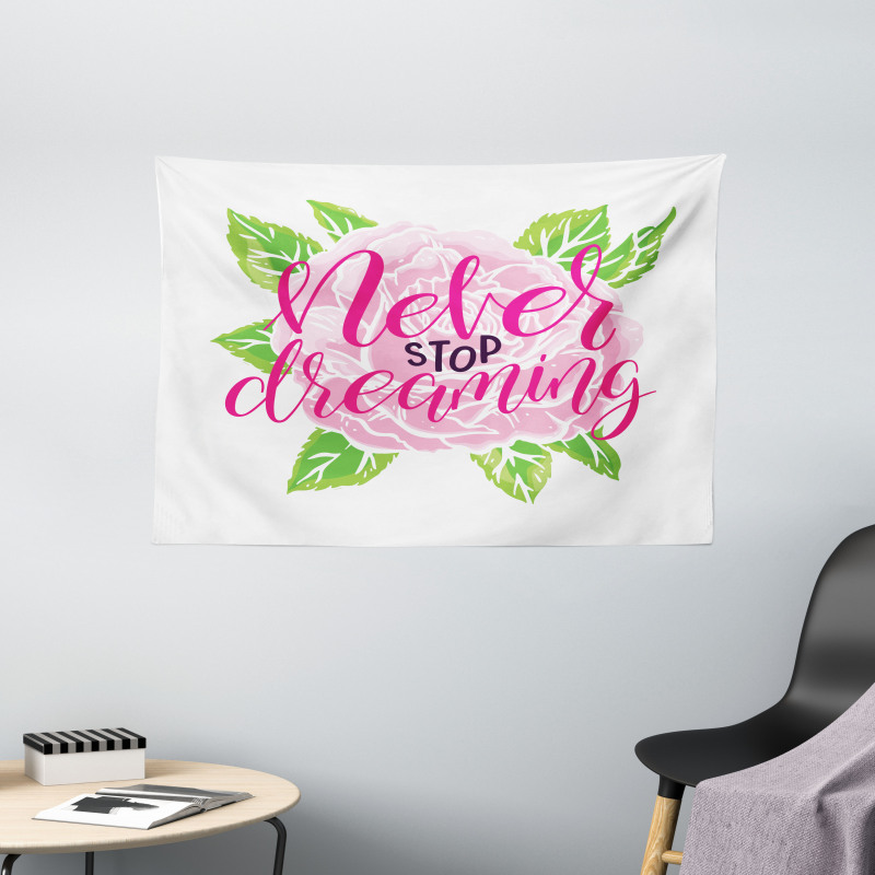 Romantic Rose Calligraphy Wide Tapestry