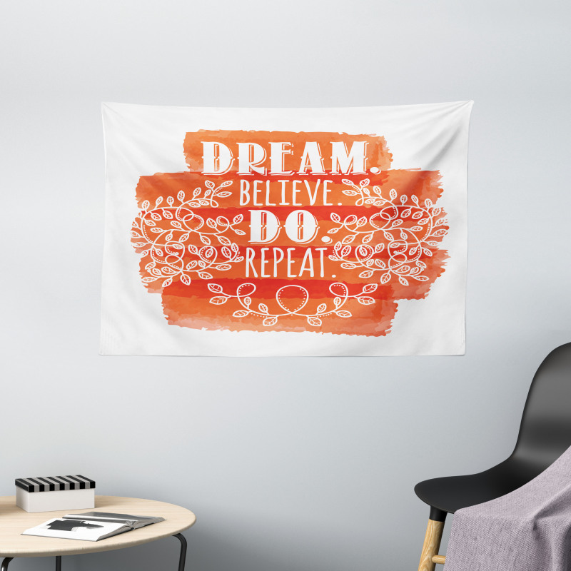 Dream Believe Do Repeat Leaf Wide Tapestry