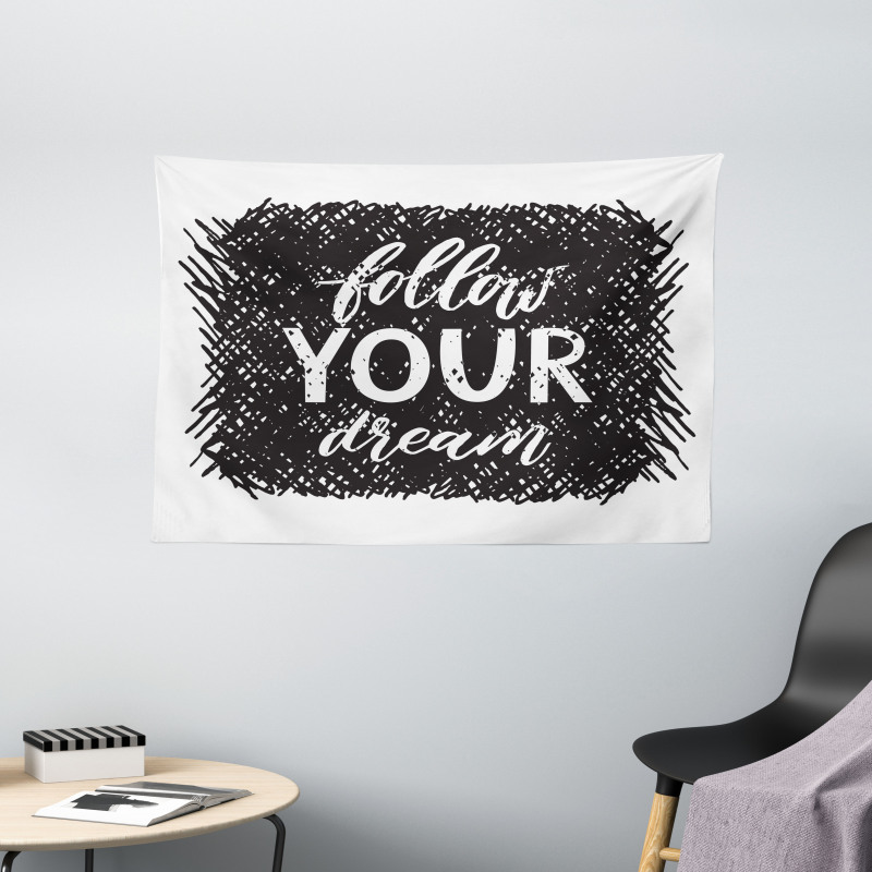 Words Grunge Black Scribble Wide Tapestry