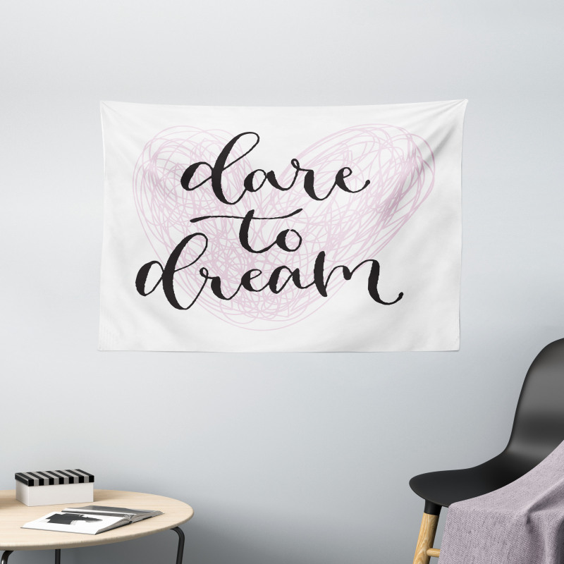 Dare to Dream Words Hearts Wide Tapestry