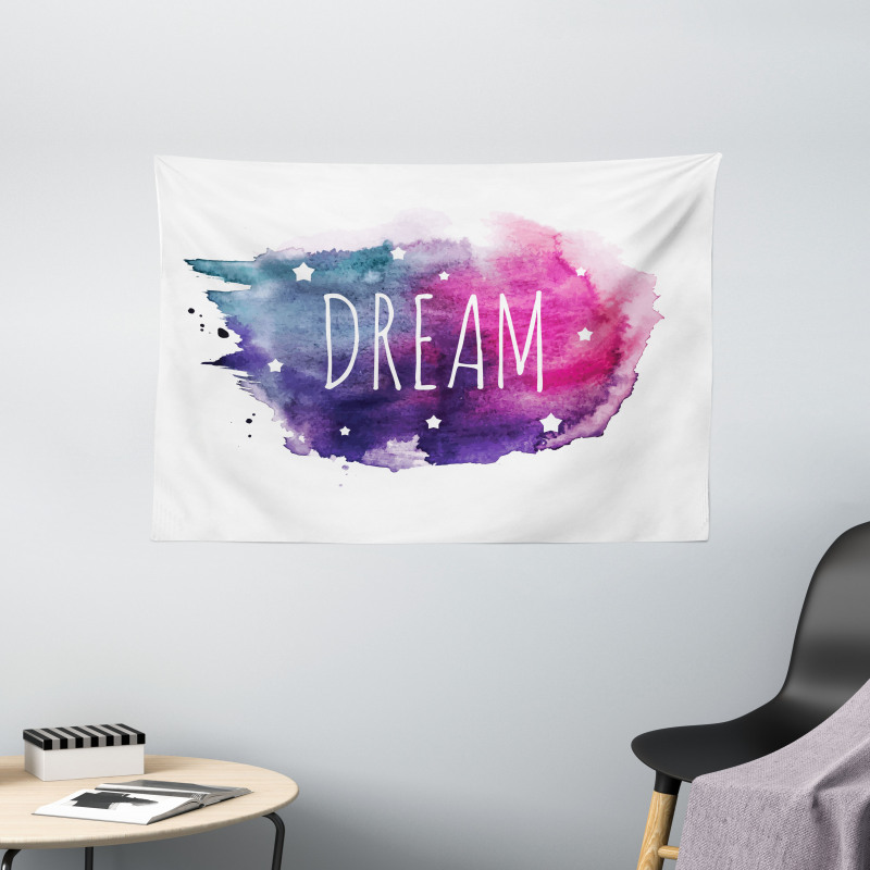 Words with Stars Watercolors Wide Tapestry