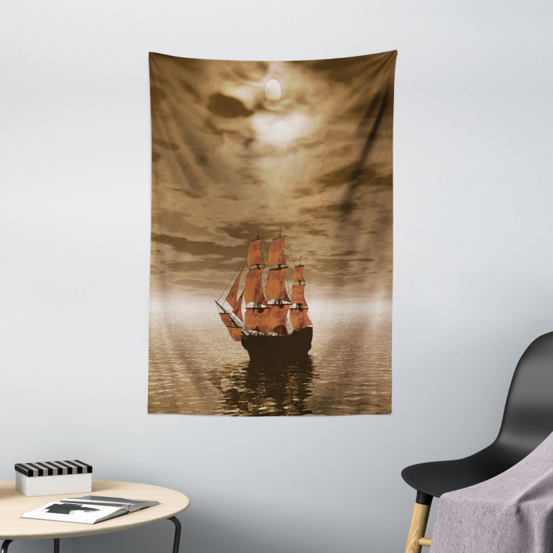 Lonely Ship Sailing Tapestry