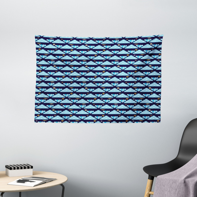 Abstract Clouds Ornament Wide Tapestry