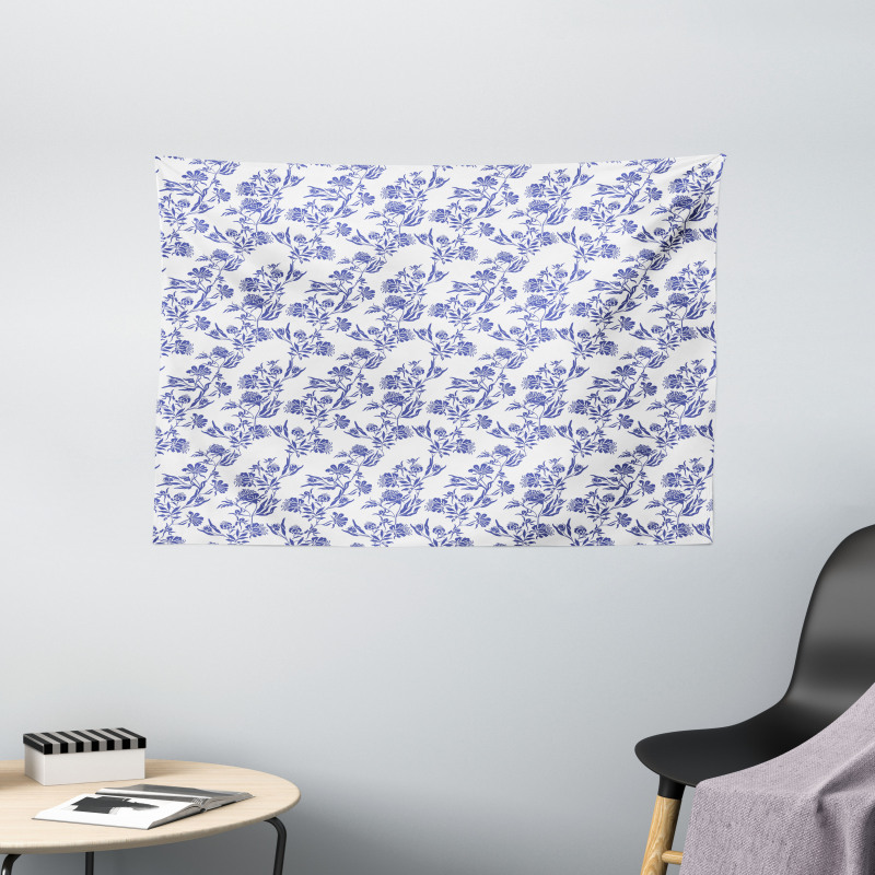 Twig Posy Flowers Wide Tapestry