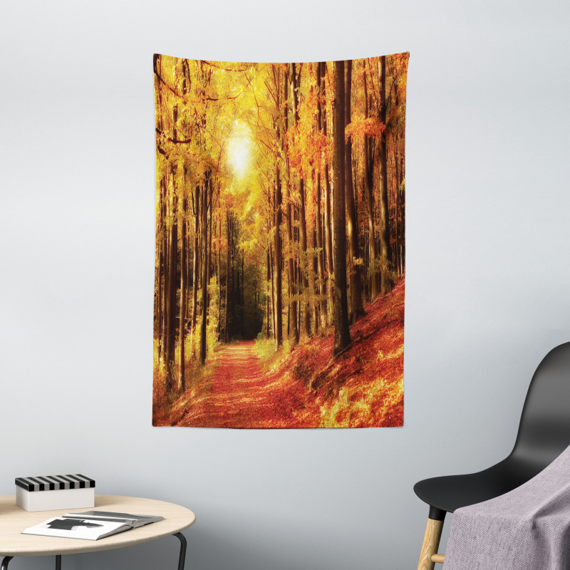 Fall Trees at Sunset Woods Tapestry